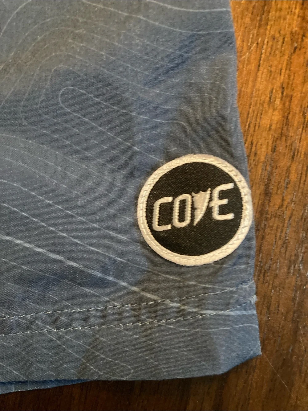 Cove Blue Swim Trunks with White Drawstring